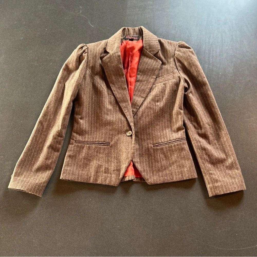 Vintage Brown Pinstripe Blazer Lined